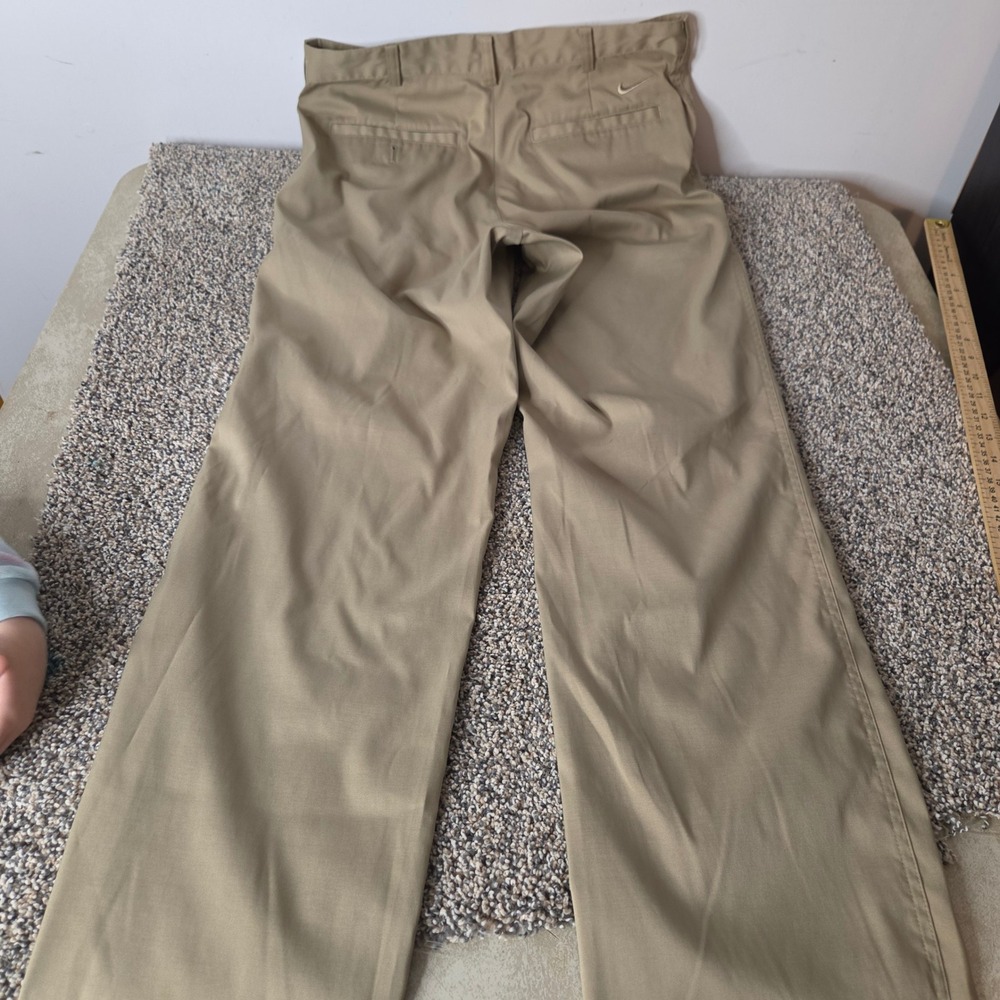Nike Golf Dri-FIT Mens Khaki Flat Front Chino Pants Trousers 34x32 Tan - Picture 2 of 7